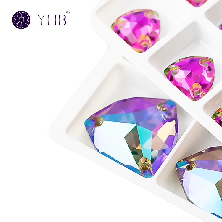Triangle shape sew on stones for custom rhinestone hotfix transfers